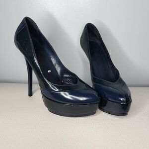 GUCCI STILLETTO PUMPS PLATFORM BLACK/Blue HEELS SIZE 6.5 Authentic